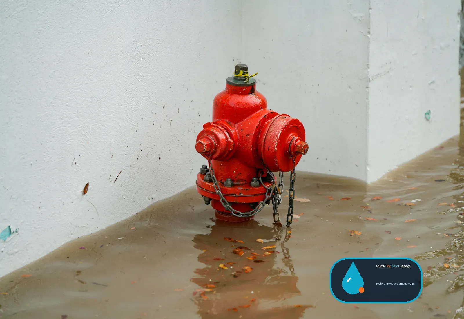 Room flooded with murky standing water, ready for water damage cleanup